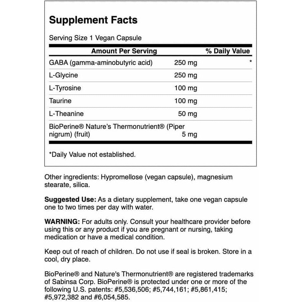 Swanson Amino Acid Gabaplex W/L-Tyrosine & L-Theanine 60 Veg Capsules