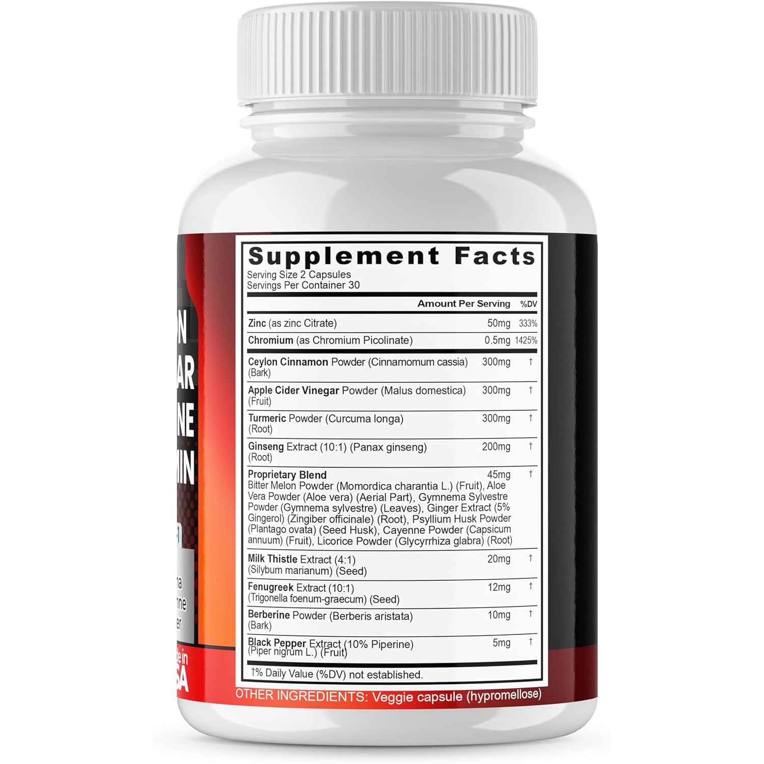 Ceylon Cinnamon, Apple Cider Vinegar, Turmeric - Gluco Health Support - Panax Ginseng, Berberine, Bitter Melon Milk Thistle Fenugreek - Non GMO – Made in USA – 60Ct