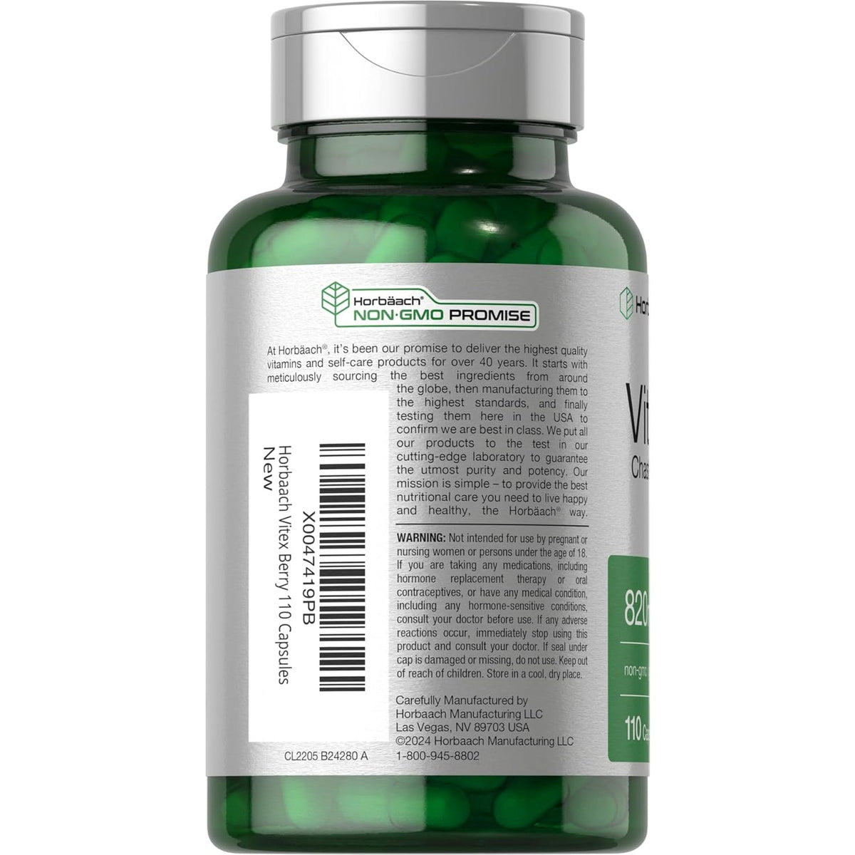 Horbäach Vitex Berry | 110 Capsules | Chasteberry Supplement for Women | Agnus-Castus Fruit | Non-Gmo, Gluten Free