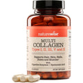 Naturewise Multi Collagen Peptides Pills for Women & Men - Type I, II, III, V, X W/Hyaluronic Acid - Supports Skin, Hair, Joint Health* - Grass Fed, Gluten Free, Non-Gmo - 90 Capsules[30 Day Supply]