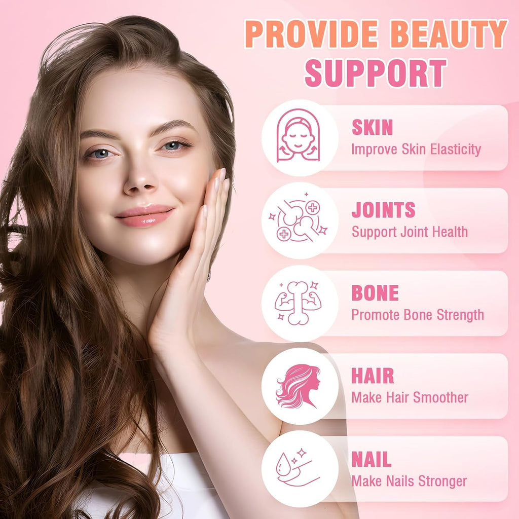 180 Count Collagen Gummies Collagen Protein Type I II III V X with Biotin Vitamin C a B D E Keratin Hyaluronic Acid for Hair Skin Nails Joint Immune Digestion Women Men Sugar Free Strawberry