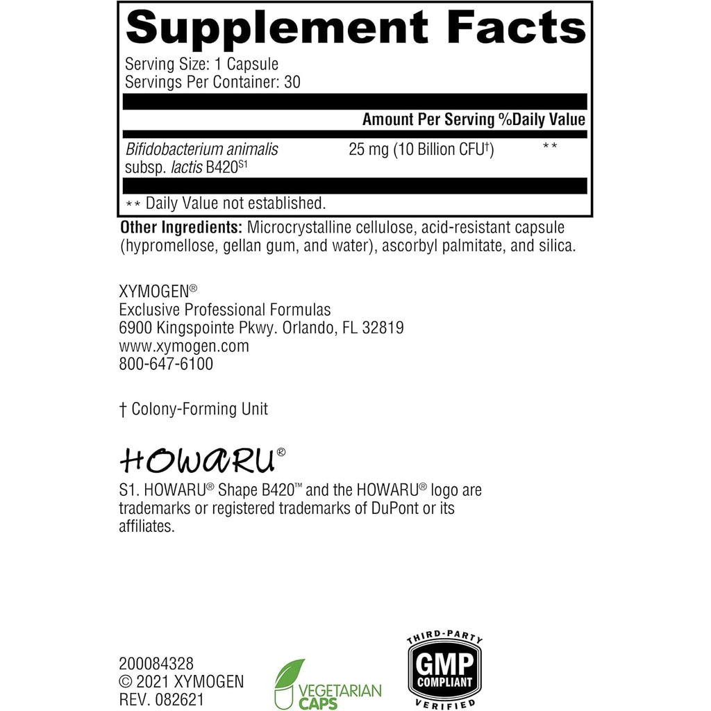 XYMOGEN Probiomax Lean - Probiotic Supplement to Support Gut Barrier Function* - Bifidobacterium Animalis Subsp Lactis B420 - Vegetarian, Non-Gmo & Gluten-Free - 30 Capsules
