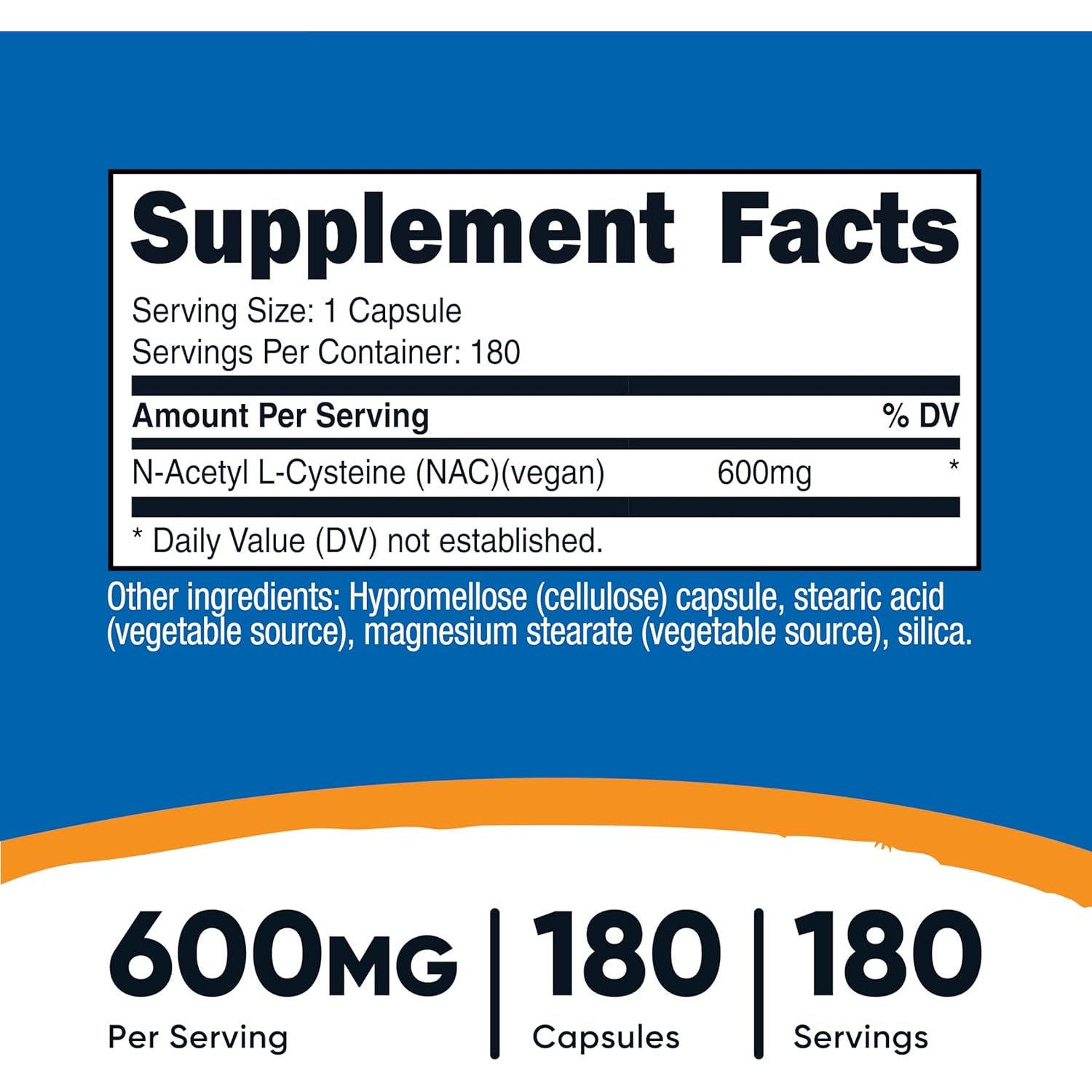 Nutricost N-Acetyl L-Cysteine (NAC) 600Mg, 180 Capsules - Non-Gmo, Gluten Free