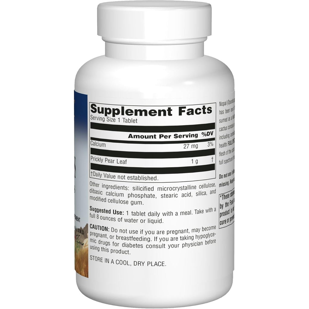 Planetary Herbals Full Spectrum Nopal Cactus, Prickly Pear Cactus, 1000 Mg, with Prickley Pear Leaf - 120 Tablets
