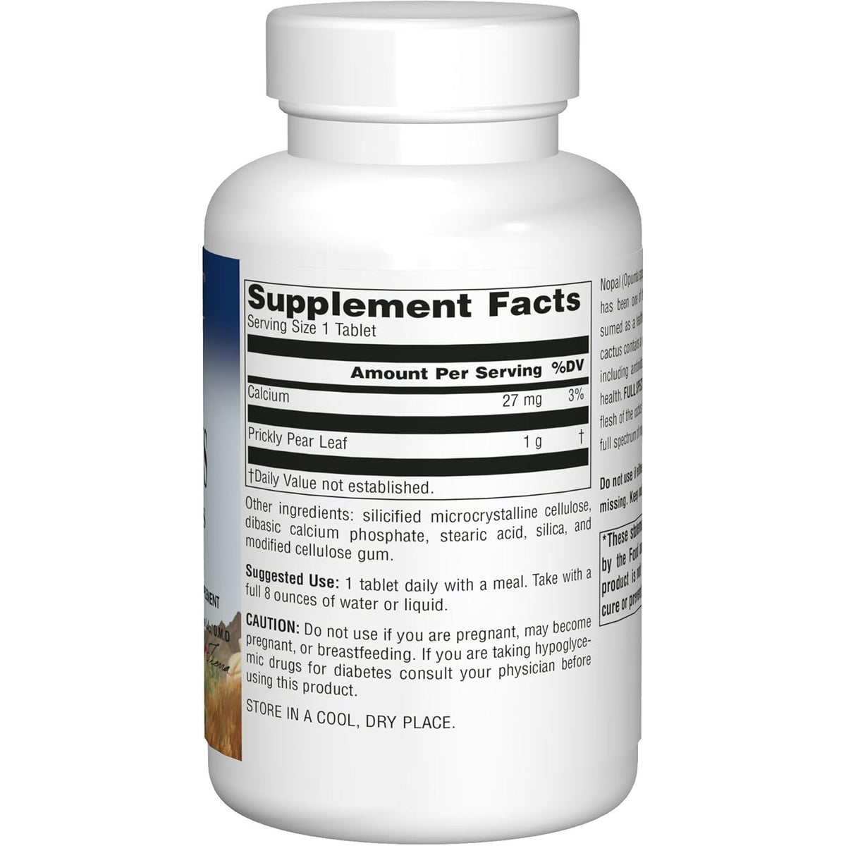 Planetary Herbals Full Spectrum Nopal Cactus, Prickly Pear Cactus, 1000 Mg, with Prickley Pear Leaf - 120 Tablets