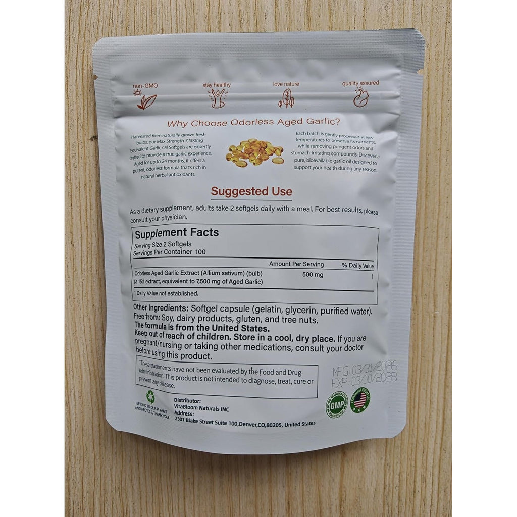 Primus Aged Garlic Extract Odorless –200 Softgels | Organic, Non-Gmo, Gluten-Free | Daily Immune for Adults(1Pcs)