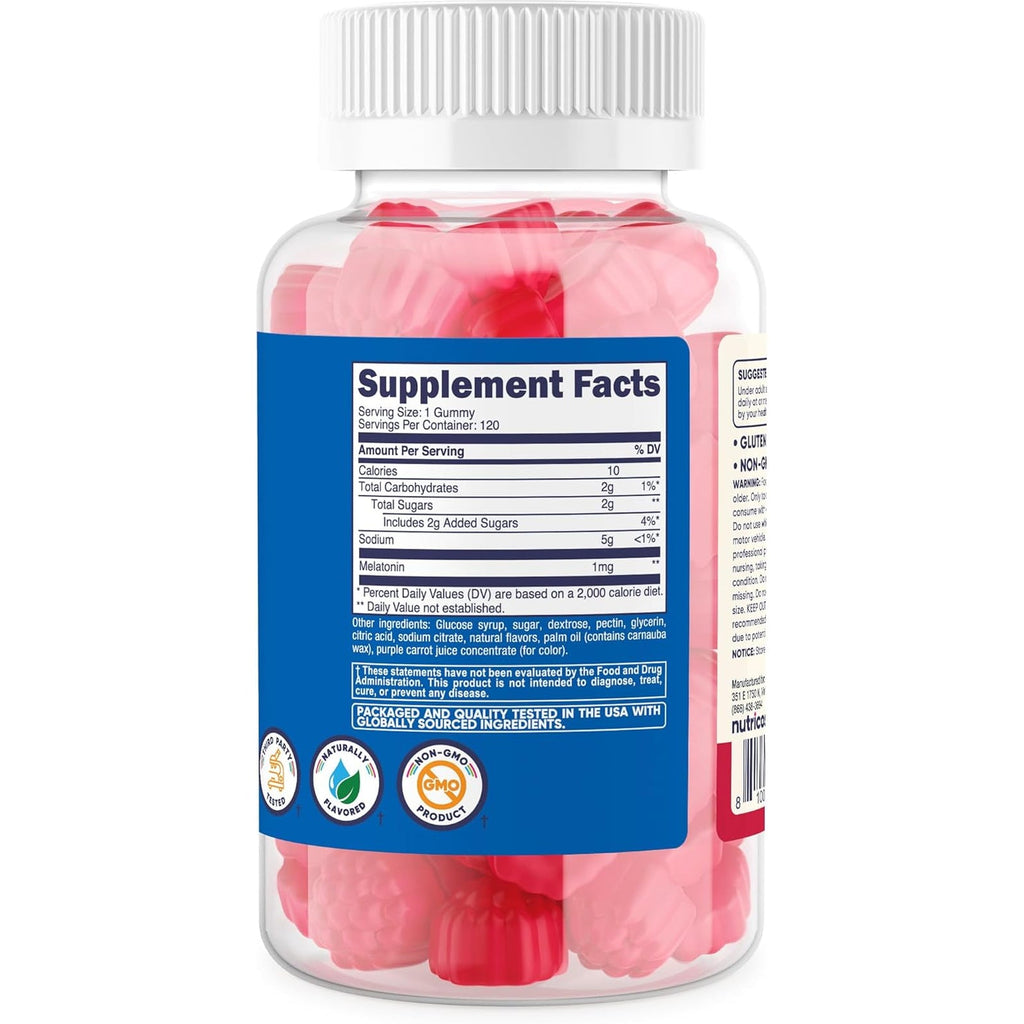 Nutricost Kids Melatonin Gummies 1Mg, 120 Gummies, Strawberry Flavored