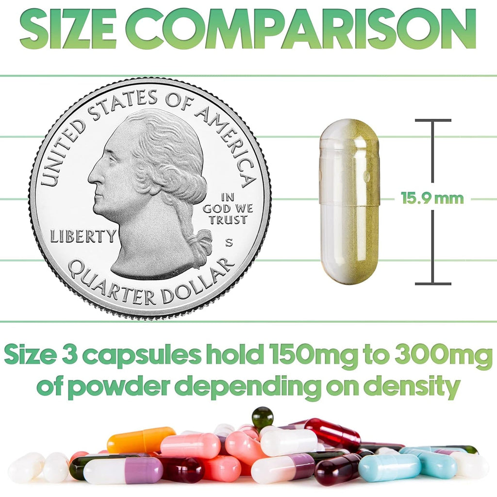 XPRS Nutra Size 3 Empty Capsules - 1000 Count Empty Gelatin Capsules - Pills DIY Capsule Filling - Clear Pure Bovine Pill Gel Cap Fillable for Do-It-Yourself Vitamins and Supplements