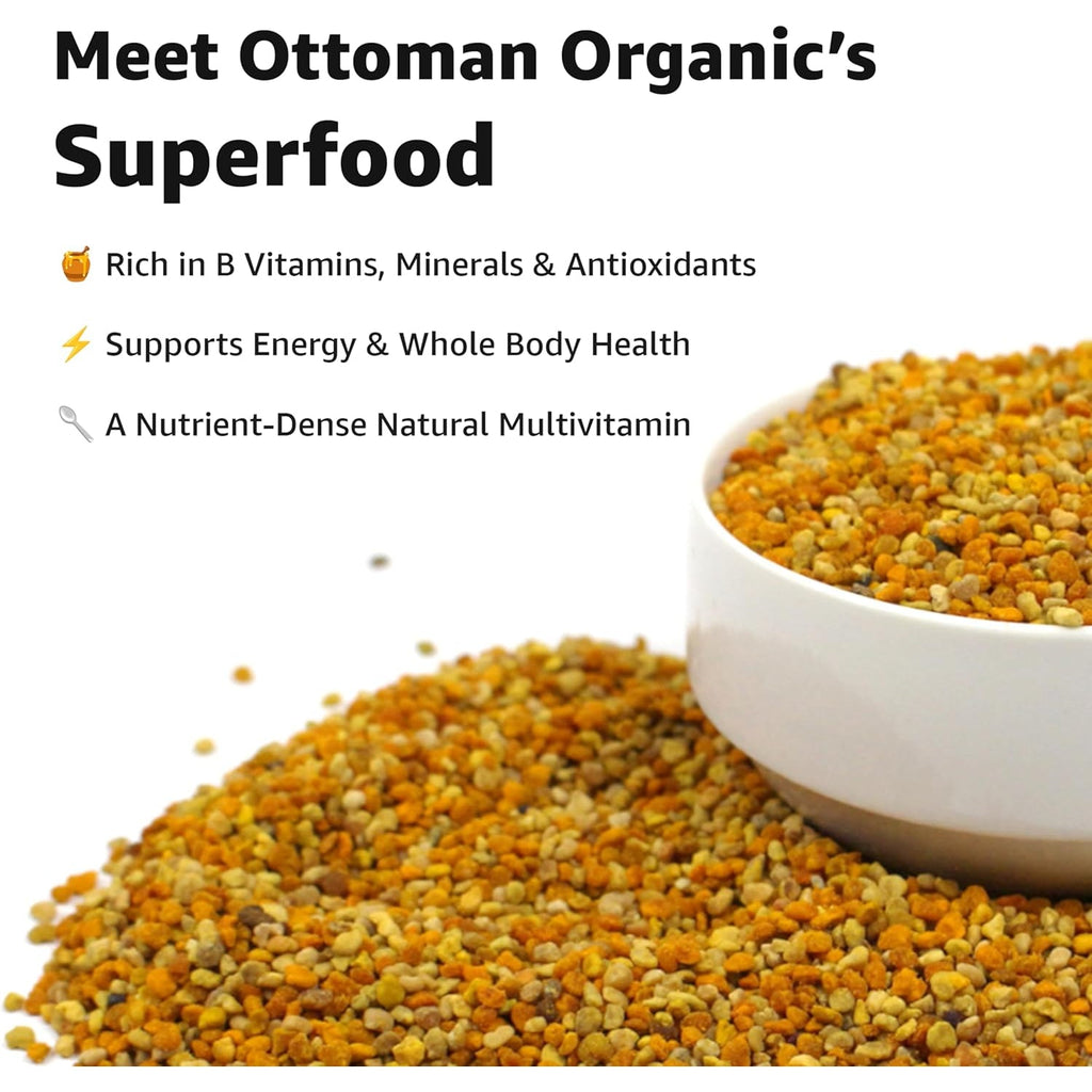 Bee Pollen – USDA & EU Organic Certified, Halal, ISO 22000 & GMP | 100% Pure Superfood, Rich in Vitamins & Minerals | Non-Gmo, Additive-Free (7 Ounce (Pack of 1))