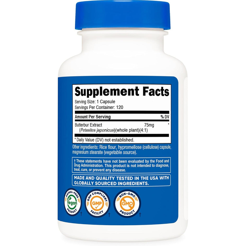 Nutricost Butterbur Extract Capsules (75Mg) 120 Capsules - Gluten Free, Non-Gmo, Vegetarian Friendly