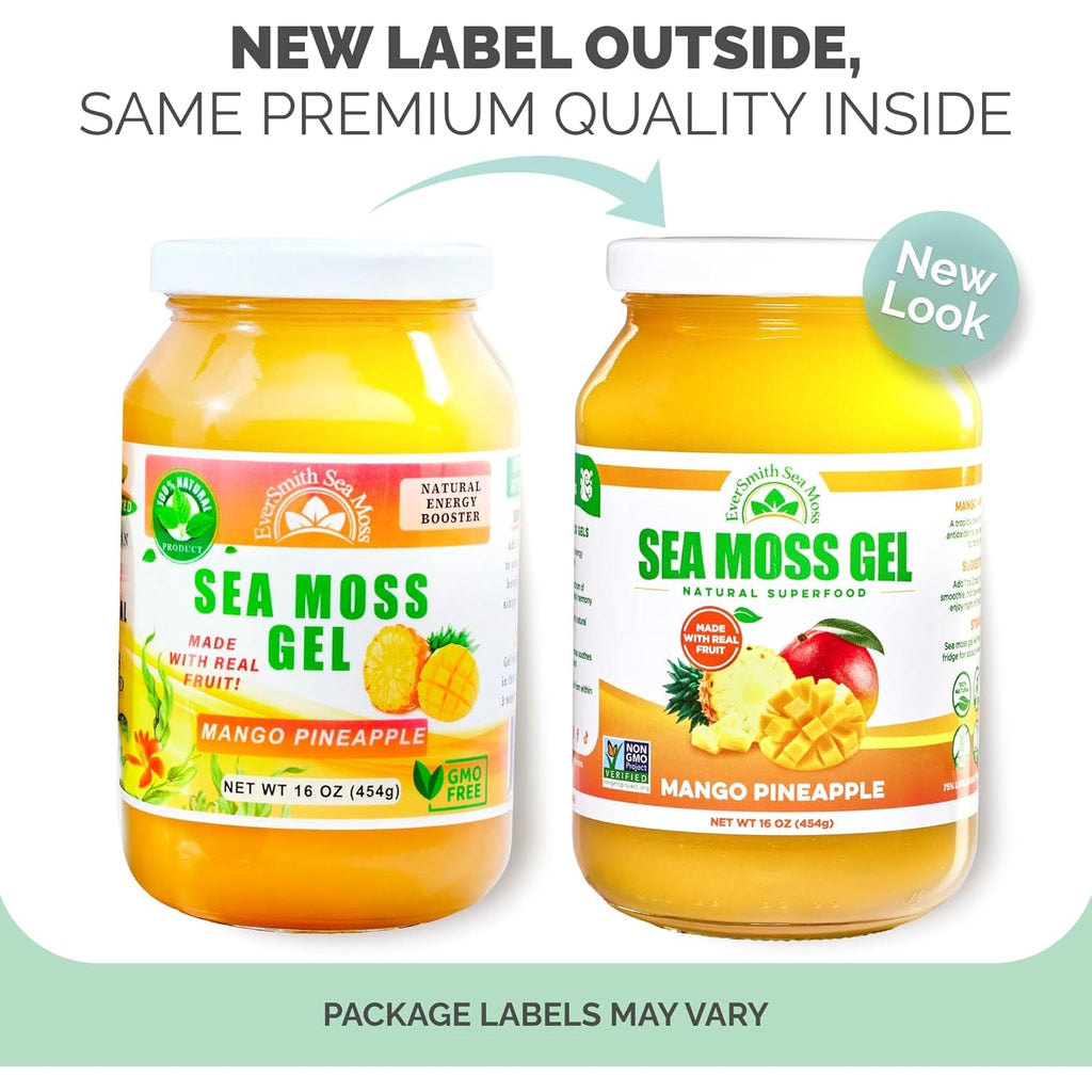 Eversmith Organics - Wildcrafted Irish Sea Moss Gel | Made in USA | Rich in Vitamins & Minerals | Sea Moss Gel Raw | Nutritional Supplement | Mango Pineapple (1 Jar)