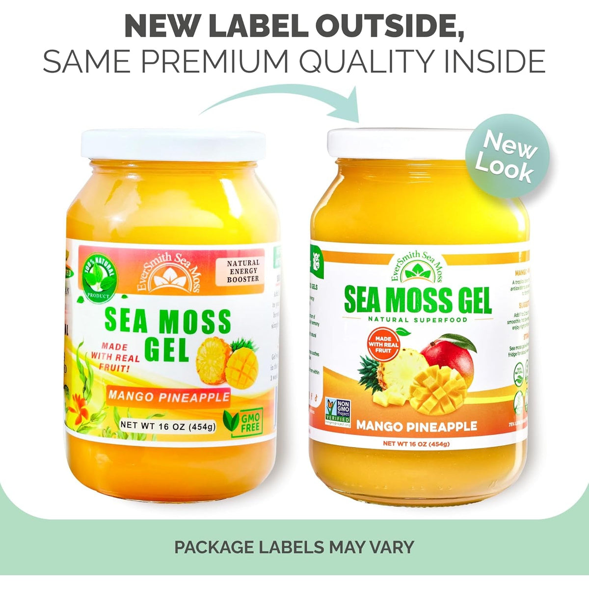 Eversmith Organics - Wildcrafted Irish Sea Moss Gel | Made in USA | Rich in Vitamins & Minerals | Sea Moss Gel Raw | Nutritional Supplement | Mango Pineapple (1 Jar)