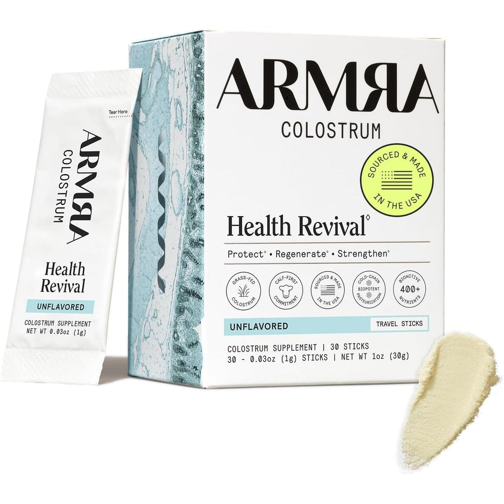 ARMRA Colostrum Powder | Unflavored | Gut Health & Bloating | Skin & Hair | Immunity | Keto, Gluten & Fat-Free | 30 Servings