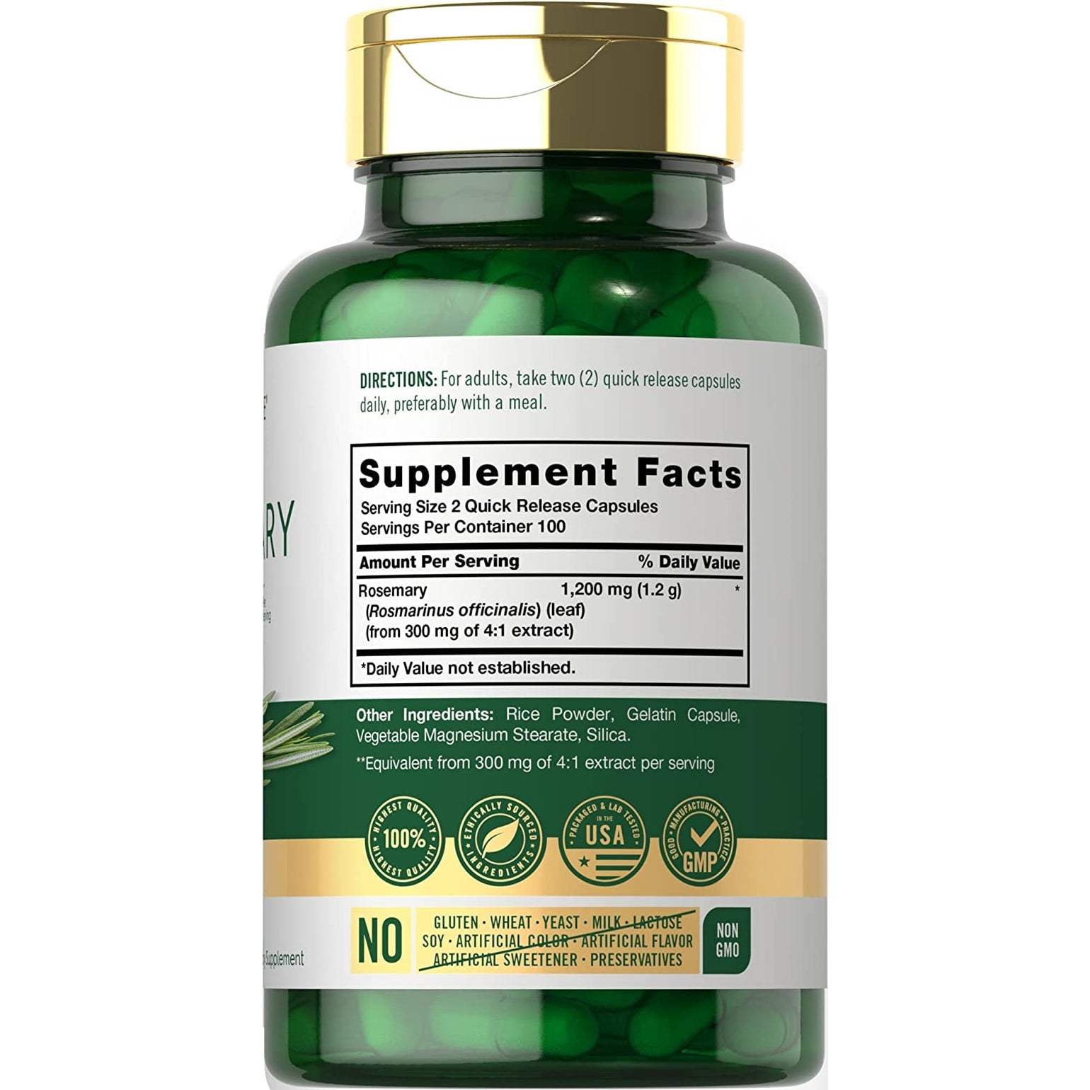 Carlyle Rosemary Capsules | 200 Count | Non-Gmo & Gluten Free Extract