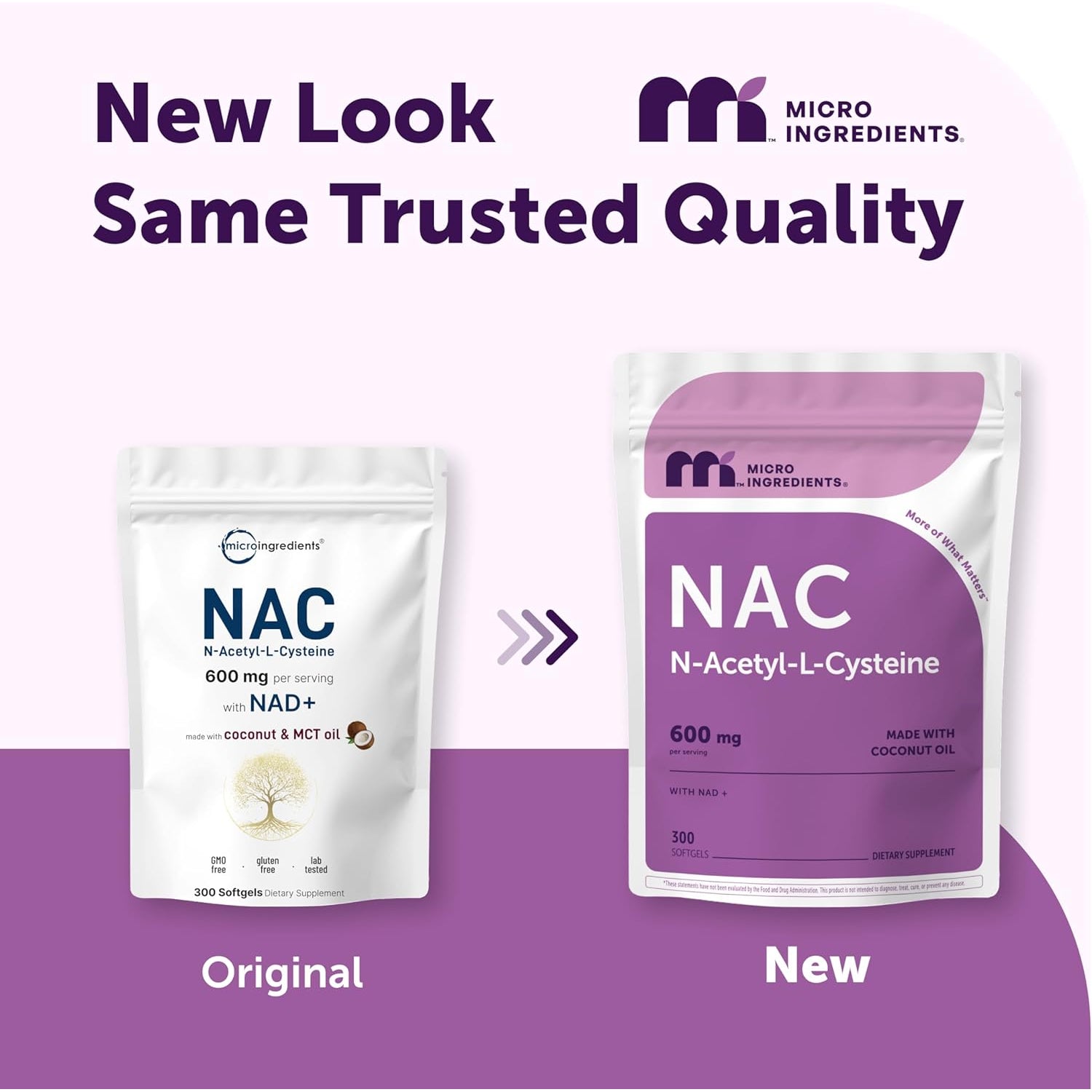 Micro Ingredients NAC Supplement 600Mg with NAD+ & Coconut Oil, 300 Softgels | 2-In-1 N Acetyl L Cysteine plus Nicotinamide Forms | NAD Supplements for Women & Men | Non-Gmo, Gluten Free