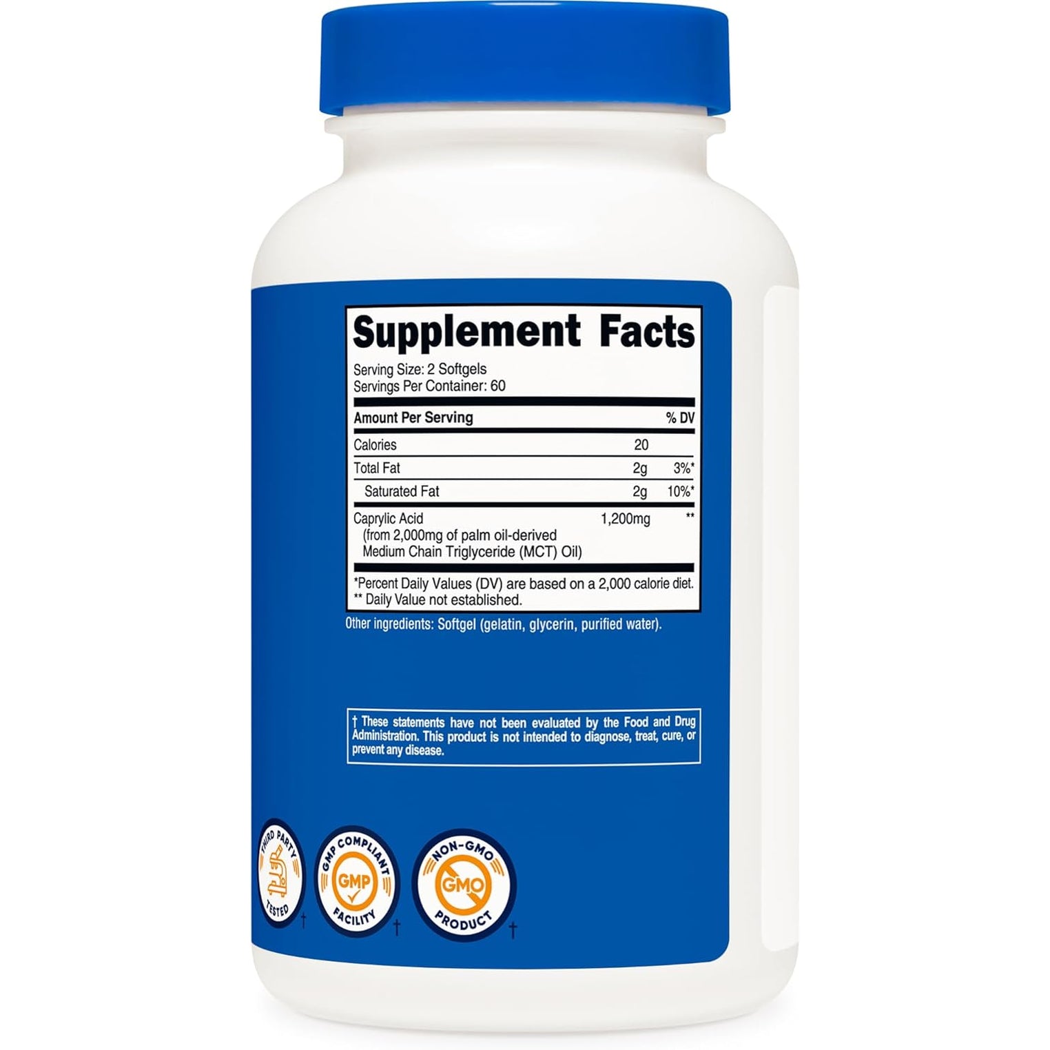 Nutricost Caprylic Acid 1200Mg, 120 Softgels