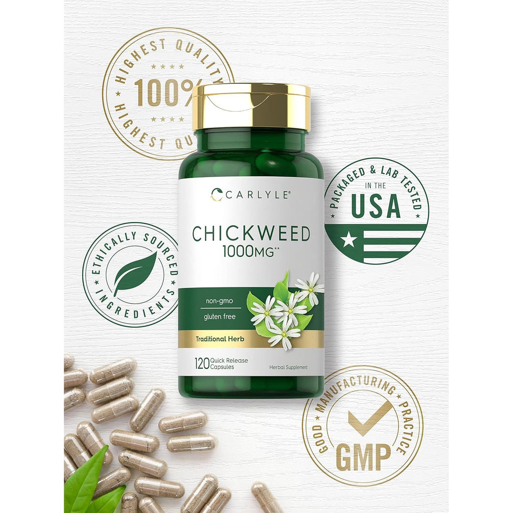 Carlyle Chickweed Supplement | 120 Capsules | Non-Gmo & Gluten Free