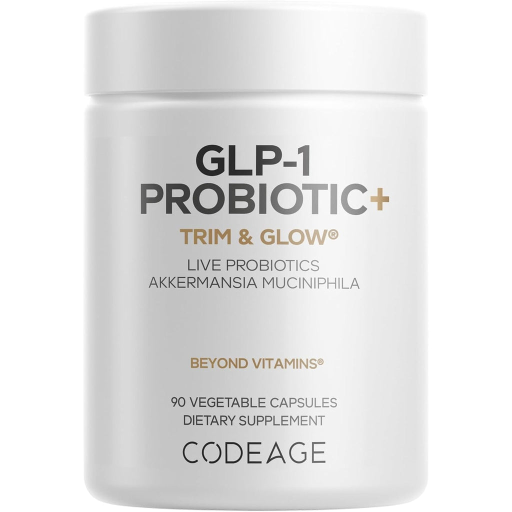 Codeage GLP-1 Probiotic+ - Live Probiotics Akkermansia, Clostridium, Bifidobacterium, Chicory Inulin Probiotic, Prebiotics & Postbiotics Supplement - 500 Million AFU, 3-Month Supply - 90 Capsules