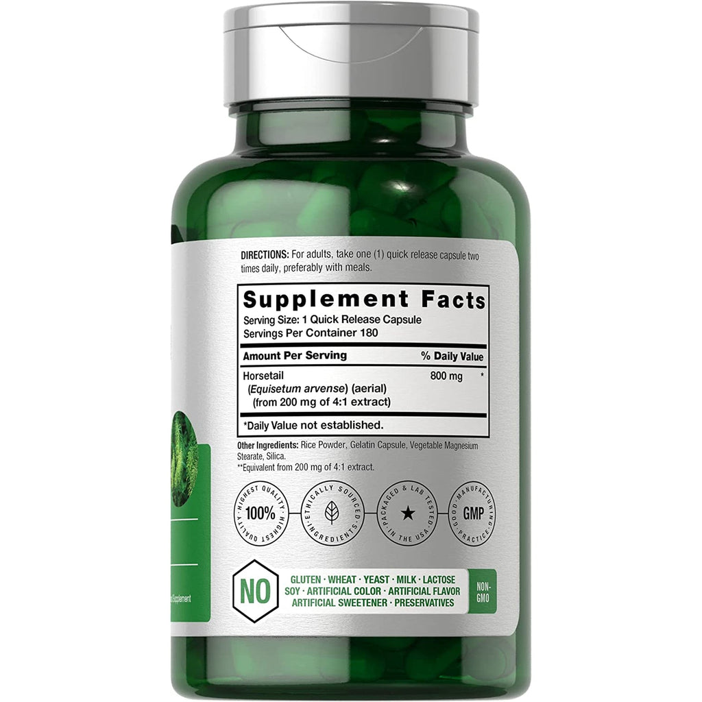 Horbäach Horsetail Supplement | 180 Capsules | Traditional Herbal Extract | Non-Gmo & Gluten Free