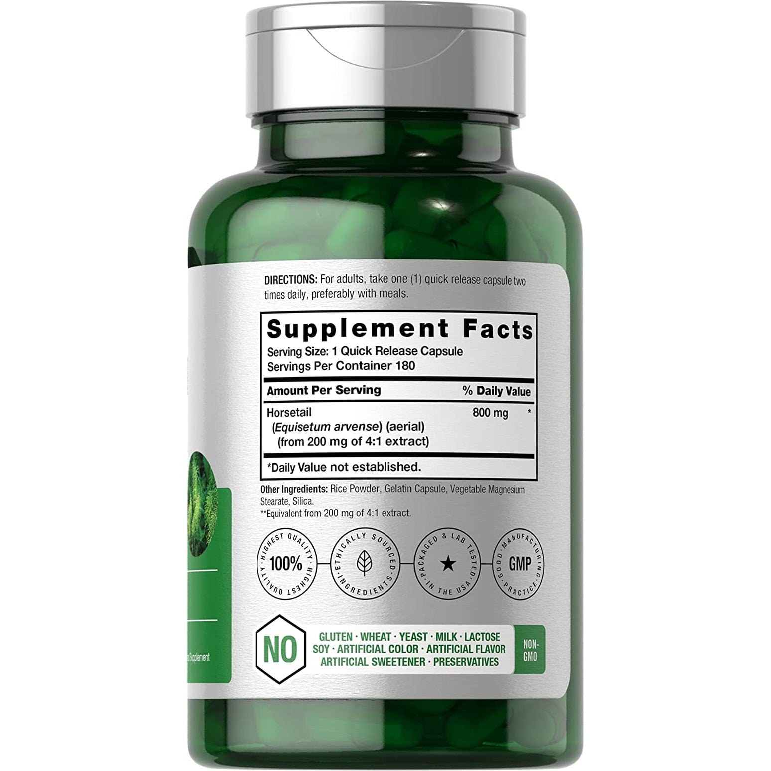 Horbäach Horsetail Supplement | 180 Capsules | Traditional Herbal Extract | Non-Gmo & Gluten Free