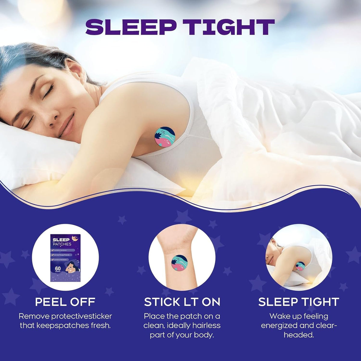 Sleep Patches, 60 Pack Upgraded Sleep Patches for Adults, Made of All-Natural Ingredients, Natural Plant-Based Sleep Support for Men and Women, That Last All Night，Easy to Use
