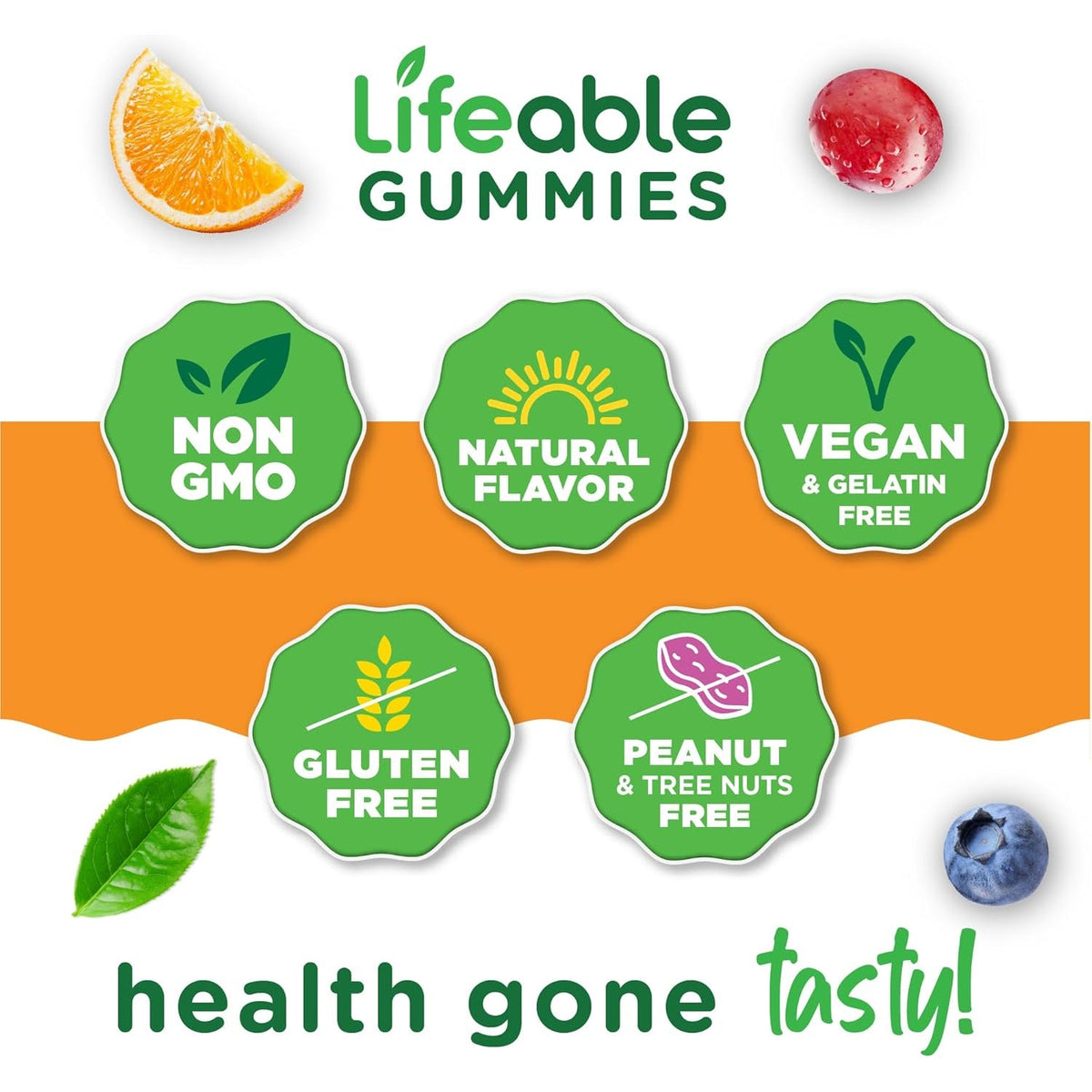 Lifeable Stress Aid Gummies | with Lemon Balm, GABA and L Theanine Supplements | Vegan Non GMO Mood Support Supplement | Great Tasing Stress Vitamins | L-Theanine for Women and Men | 90 Gummies