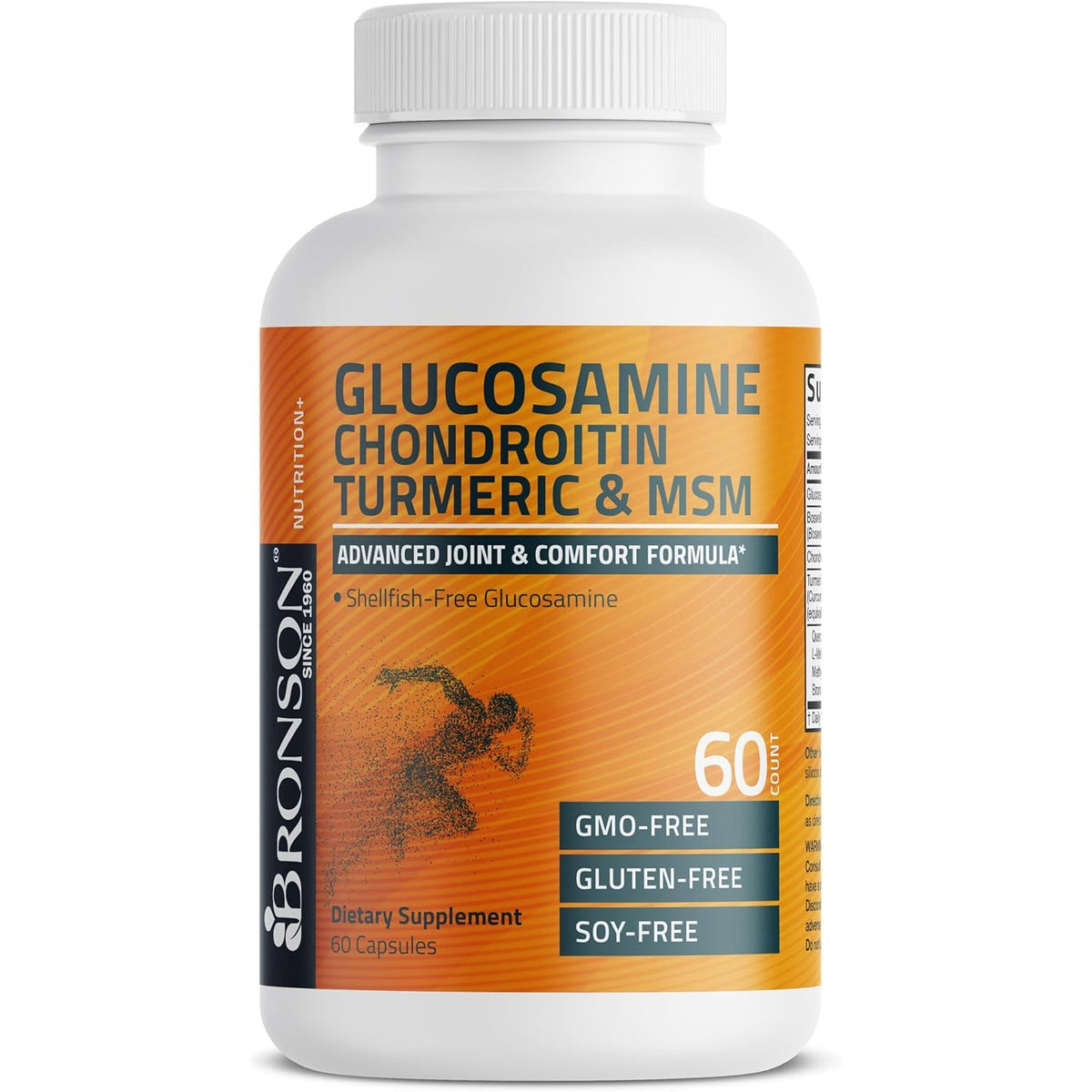 Bronson Glucosamine Chondroitin Turmeric & MSM Advanced Joint & Cartilage Formula, Supports Healthy Joints, Mobility & Cartilage - Non-Gmo, 60 Capsules