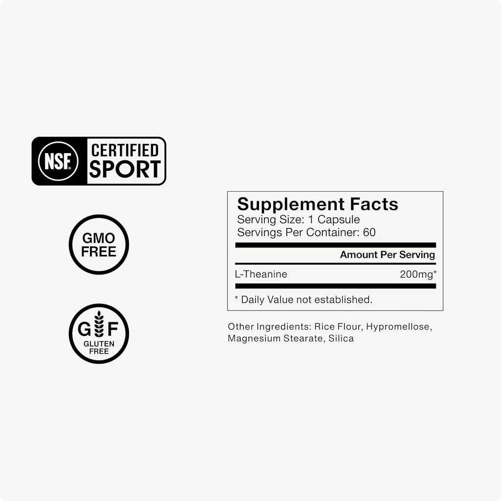 Momentous L-Theanine Supplement - 200 Mg Capsules to Promote Relaxation & Focus - NSF Certified for Sport - GMO- & Gluten-Free - 60 Servings