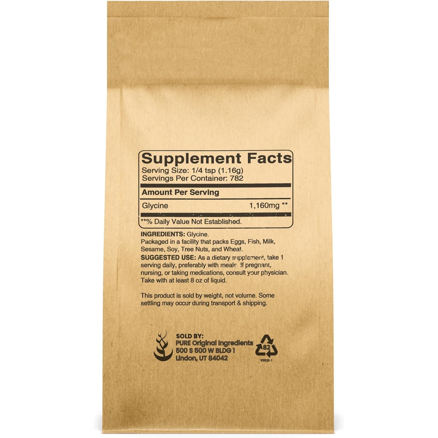 Pure Original Ingredients Glycine Powder (2Lb) Non-Gmo, Non-Essential Amino Acid, Allergen-Free