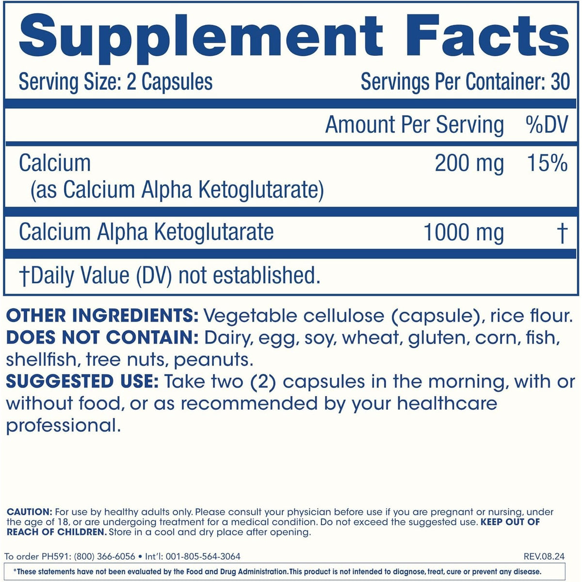 Prohealth, Ca AKG Supplement (Alpha Ketoglutarate) (1,000 Mg per 2 Capsule Serving, 60 Capsules). Supports Metabolic Function and Healthy Aging Processes.