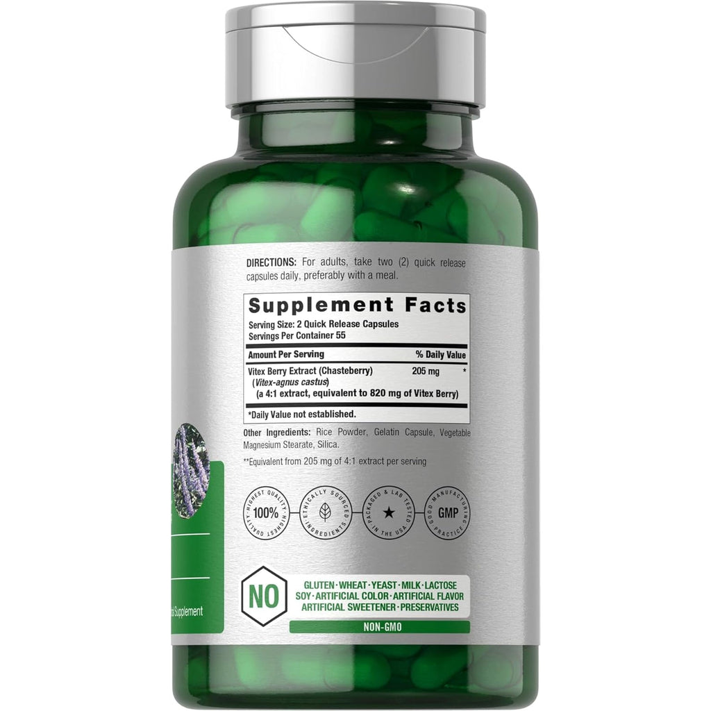 Horbäach Vitex Berry | 110 Capsules | Chasteberry Supplement for Women | Agnus-Castus Fruit | Non-Gmo, Gluten Free