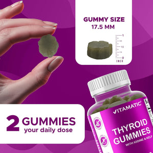 Vitamatic Vegan Thyroid Support Gummies with Iodine & Kelp – 60 Count Improve Your Energy & Increase Metabolism – Plant-Based