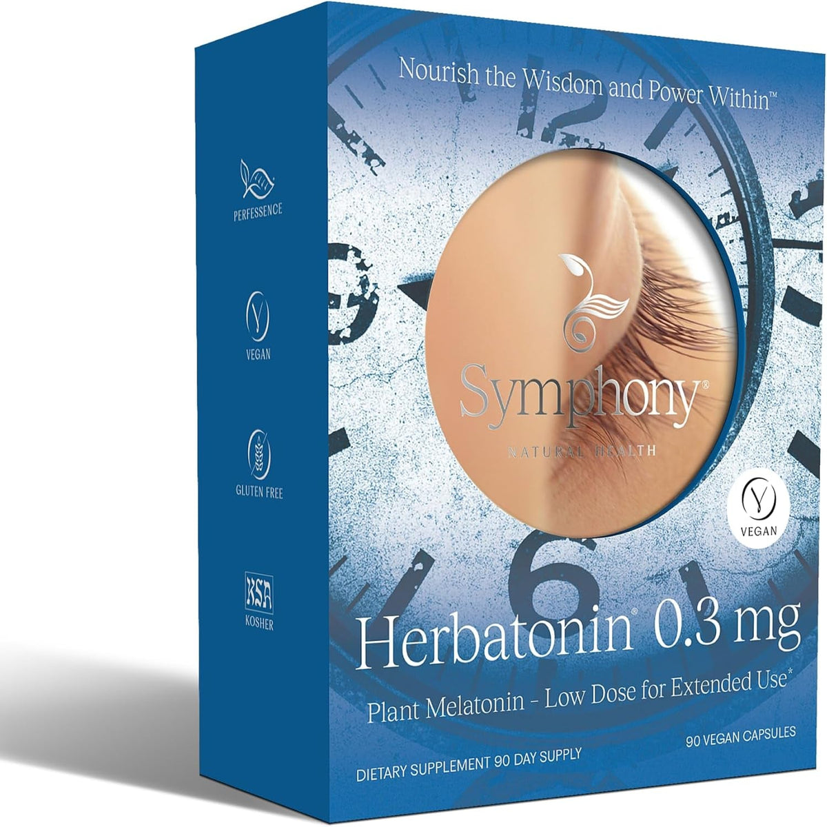Herbatonin® 0.3 Mg – the First Plant-Based, Natural Vegan Melatonin Supplement (Phyto-Melatonin) - Low Dose Sleep Aid, Supports Circadian Rhythm & Cellular Health – 90 Capsules (90 Day Supply)