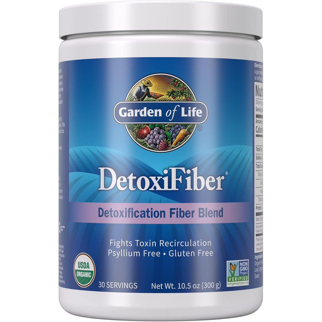 Garden of Life Organic Unflavored Fiber Powder Detox Blend with Chia, Alfalfa & Barley for Herbal Cleanse, Gut Health Support - Detoxifiber - Non-Gmo, Gluten-Free, Psyllium Free, Vegan, 30 Servings