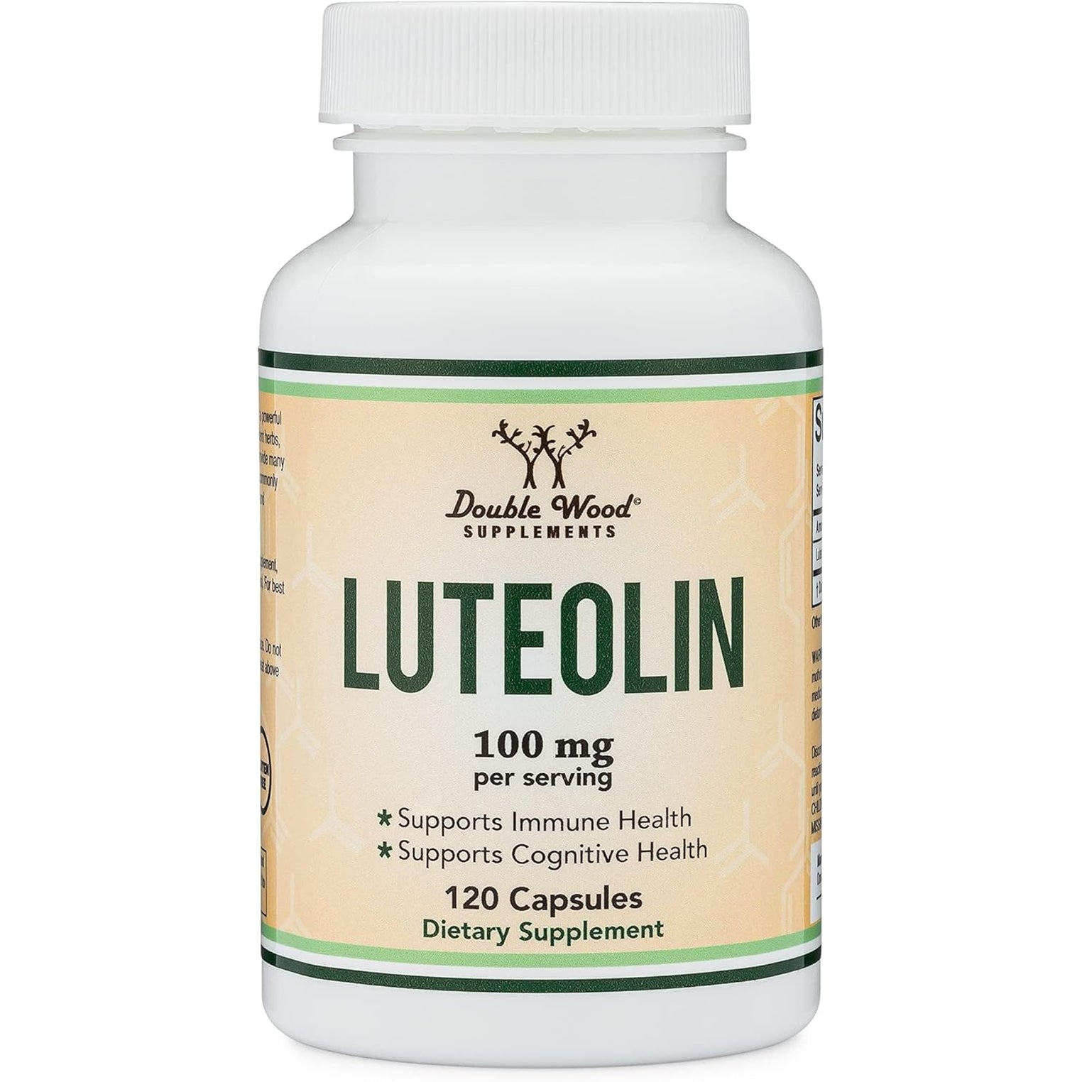 Double Wood Supplements Luteolin Supplement 100Mg Servings of Bioactive Flavanoids (120 Capsules, Gluten Free) Potent Polyphenols Flavonoid for Brain and Cardiovascular Support
