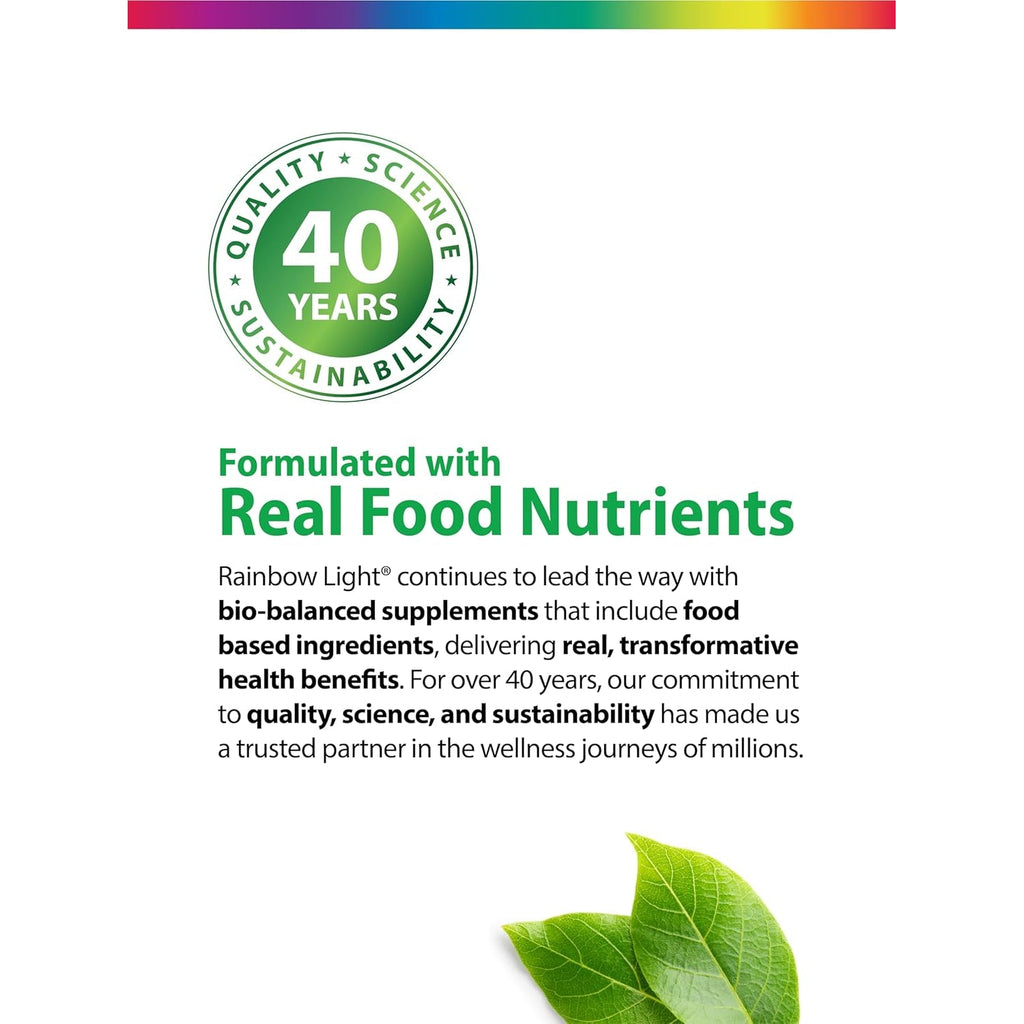 Rainbow Light - 50+ Mini-Tablet Food-Based Multivitamin - Age-Defense Formula Probiotic and Antioxidant Formula; Vitamins and Minerals Support Immune, Heart, Skin, Eye, Bone and Prostate - 180 Tablets