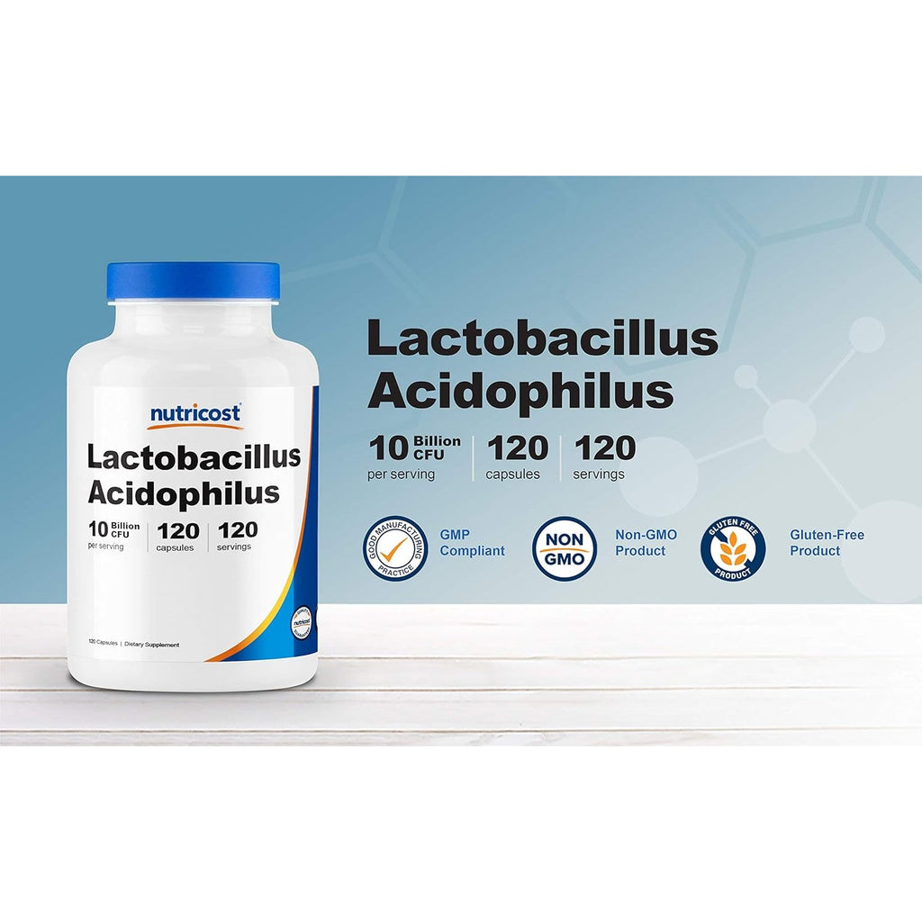 Nutricost Lactobacillus Acidophilus 10 Billion CFU, 120 Vegetarian Capsules