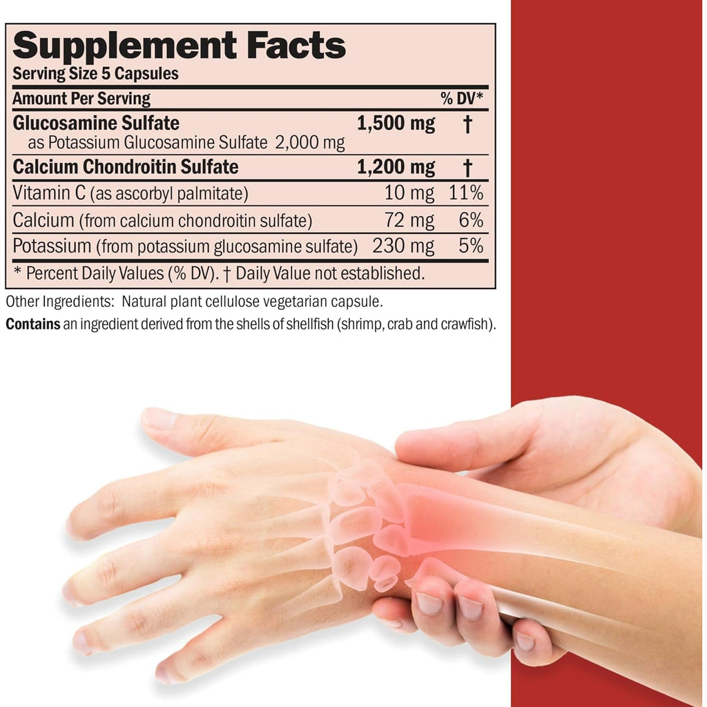 ANDREW LESSMAN Glucosamine 1500 Chondroitin 1200-150 Capsules - All Sulfate, Sodium-Free Form, Research Established Ingredients & Levels for Support of Healthy Joint Tissue. Easy to Swallow Capsules