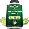 Nutrivein Premium Citrus Bergamot Supplement 1400Mg 25:1 Bergamia Extract - 60 Day Supply (120 Capsules): Powerful Italian Citrus Bergamot 1400 Mg+ High Concentration - Heart and Circulatory System