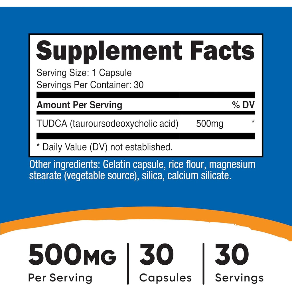 Nutricost Tudca 500Mg, 30 Capsules (Tauroursodeoxycholic Acid) - Premium Quality, Gluten Free