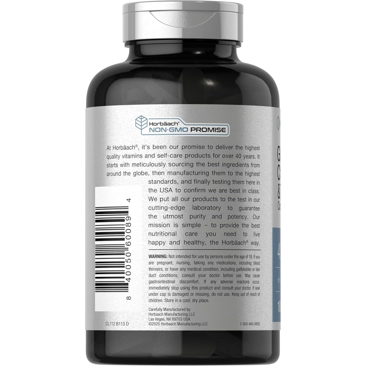Horbäach Glucosamine Chondroitin MSM | 180 Caplets | with Turmeric | Triple Strength Formula | Non-Gmo & Gluten Free Supplement