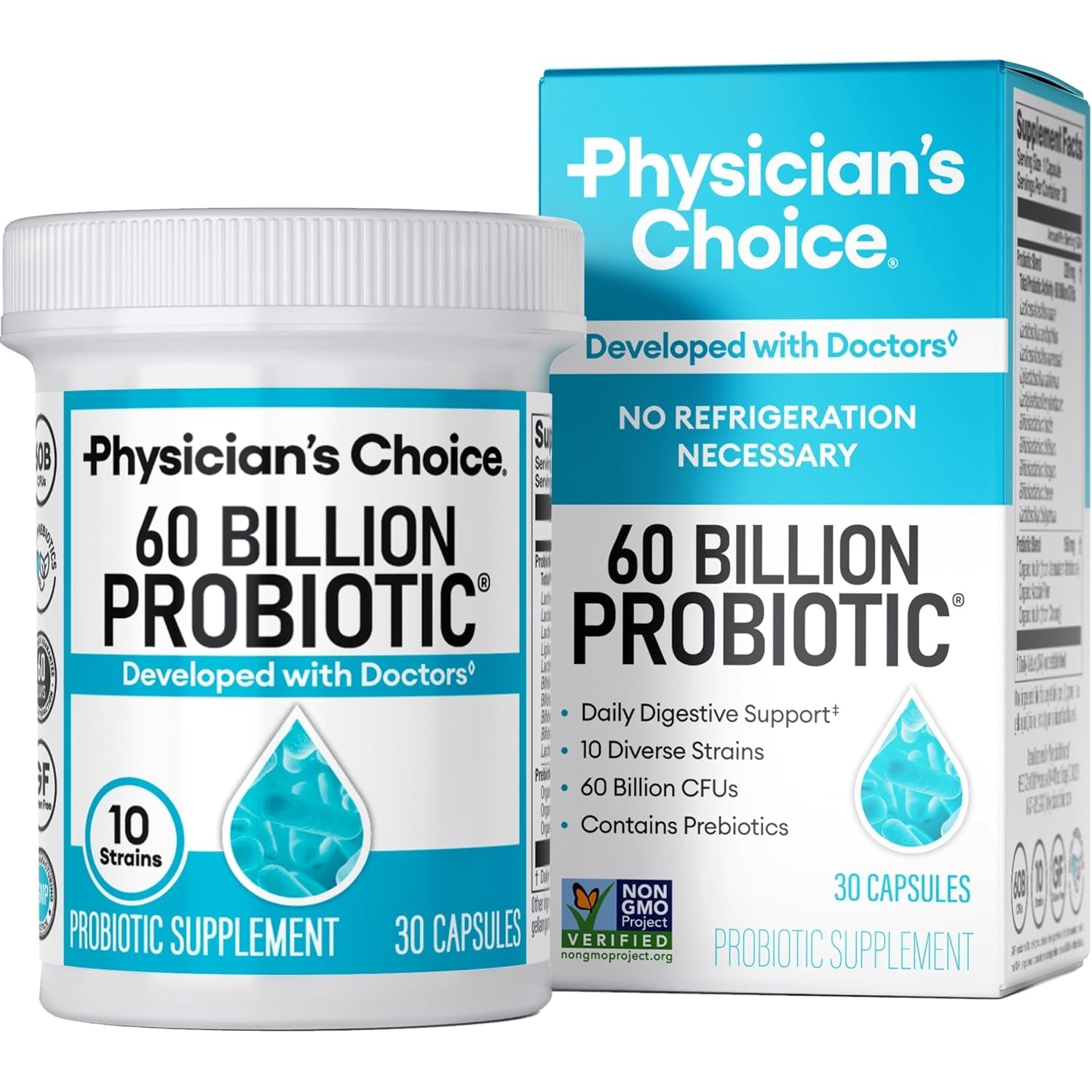 Physician'S CHOICE Probiotics 60 Billion CFU - 10 Strains + Organic Prebiotics - Immune, Digestive & Gut Health - Supports Occasional Constipation, Diarrhea, Gas & Bloating - for Women & Men - 30Ct