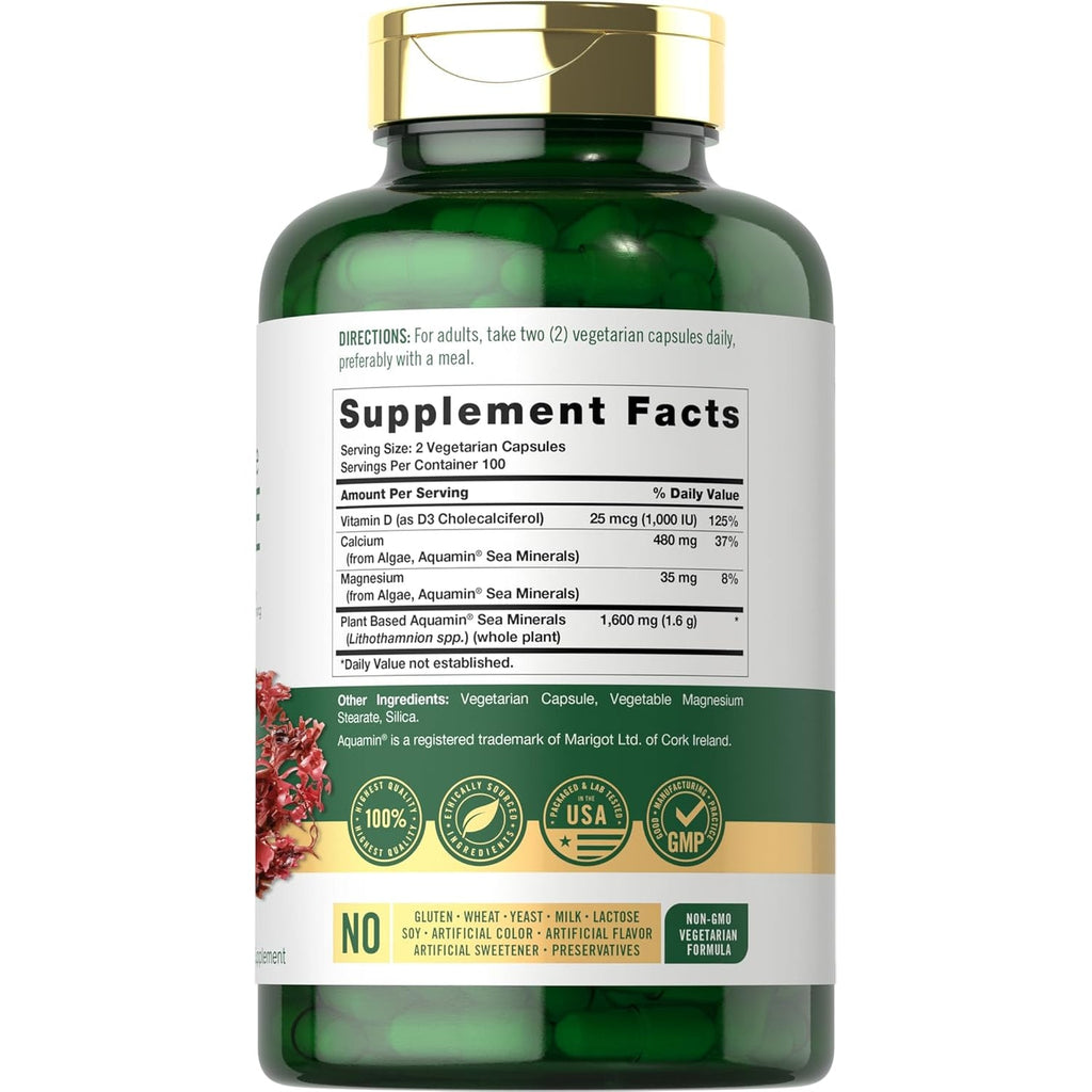 Carlyle Red Marine Algae 1600Mg | 200 Capsules | Vegetarian Supplement | Non-Gmo, Gluten Free