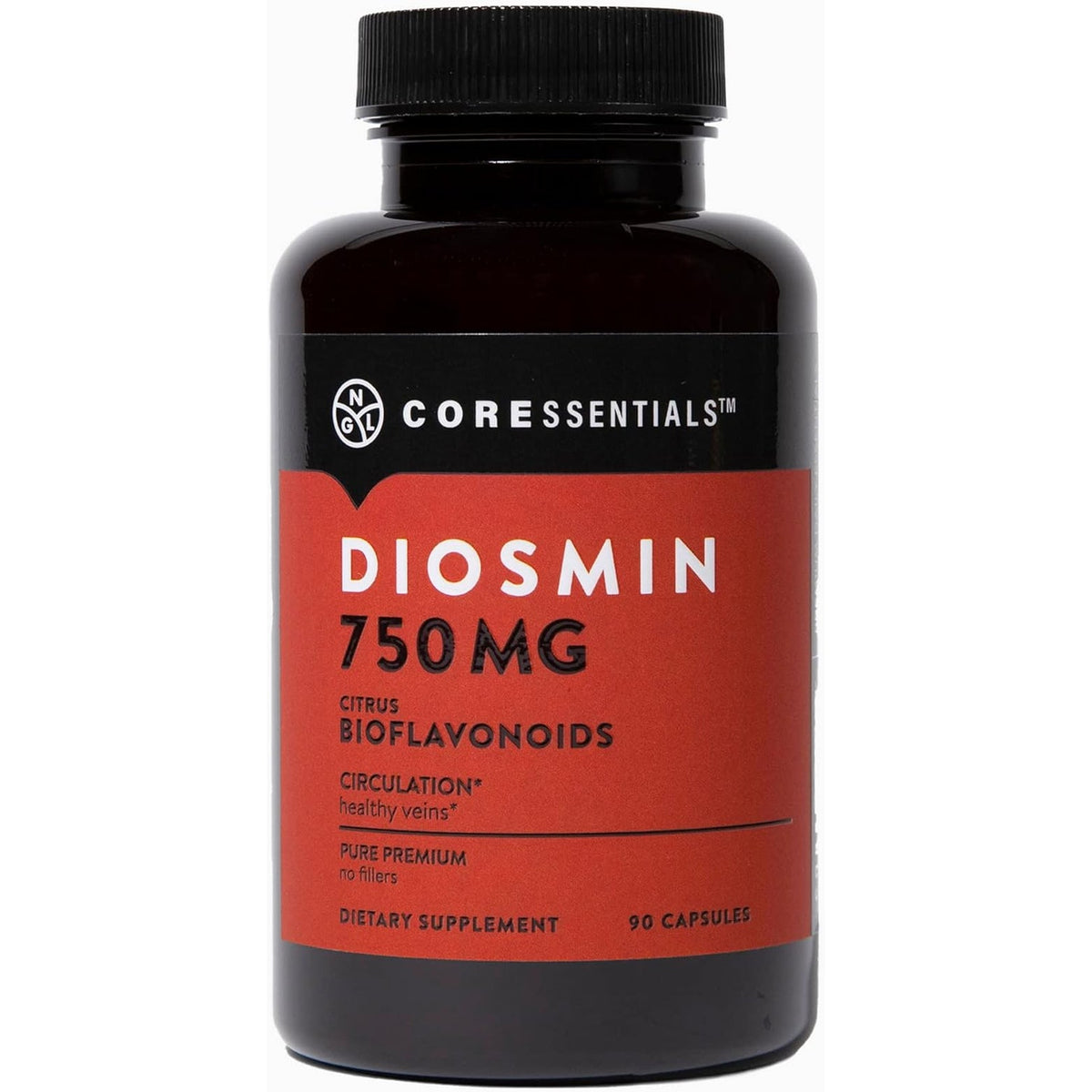 NGL Pure Diosmin 750 Mg - Citrus Bioflavonoids for Blood Circulation, Leg Veins Health, Purity Guarantee 90 Capsules