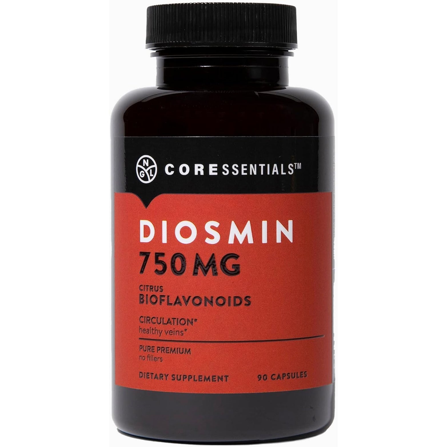 NGL Pure Diosmin 750 Mg - Citrus Bioflavonoids for Blood Circulation, Leg Veins Health, Purity Guarantee 90 Capsules