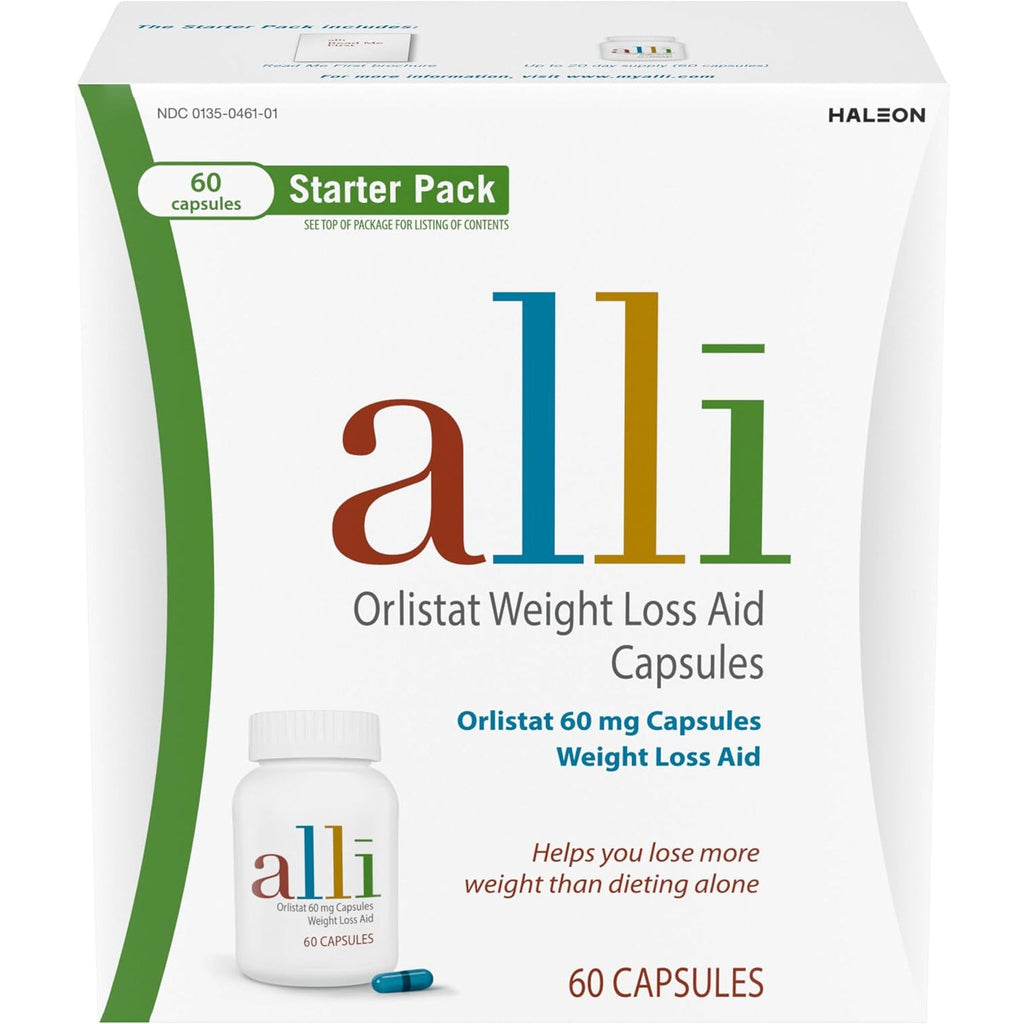 Alli Diet Weight Loss Supplement Pills, Orlistat 60Mg Capsules Starter Pack, Non Prescription Weight Loss Aid, 60 Count(Pack of 1)