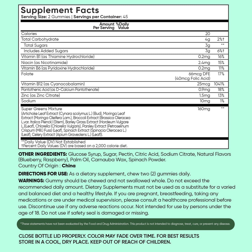 Weightworld Super Greens Gummies - Energy, Immunity, Gut & Digestive Health - 45-Day Supply - Daily Greens Supplements - Moringa, Broccoli, Spinach + Vitamins & Minerals - 90 Vegan Superfood Gummies