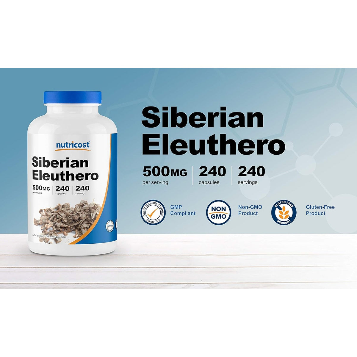 Nutricost Siberian Eleuthero 500Mg, 240 Capsules - Eleutherococcus Senticosus - Gluten Free & Non-Gmo