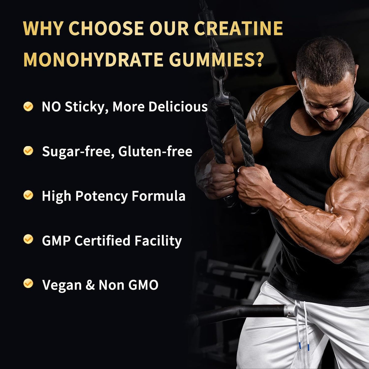 Creatine Monohydrate Gummies 5000Mg for Men & Women - Sugar Free Pre-Workout Supplement, Chewables for Muscle Strength, Muscle Builder, Energy Boost, Mixed Berry Flavor, 120 Count