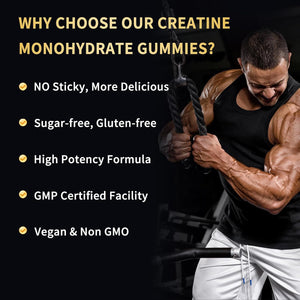 Creatine Monohydrate Gummies 5000Mg for Men & Women - Sugar Free Pre-Workout Supplement, Chewables for Muscle Strength, Muscle Builder, Energy Boost, Mixed Berry Flavor, 120 Count